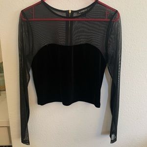 Express Mesh & Velvet Top, Medium
